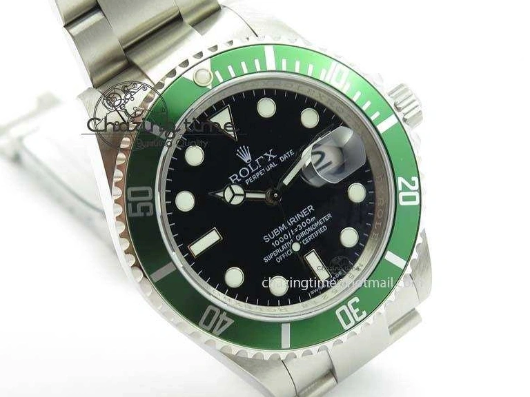 0204 SoftTouch Submariner 16610LV SS Green Metal Bezel JF 1:1 Best Edition Black Dial On SS Bracelet SH 3755